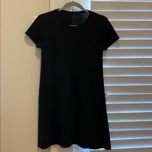 Black Cotton/Poly Blend Casual A-Line Dress